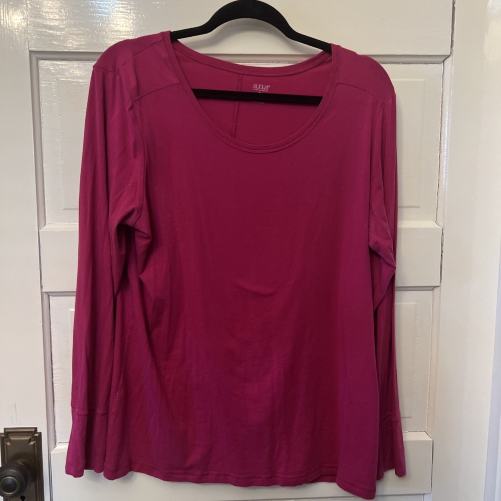 a.n.a. Tunic Sweater Womens XL Pink  Pullover Scoop Neck Knit Long Sleeve   Soft